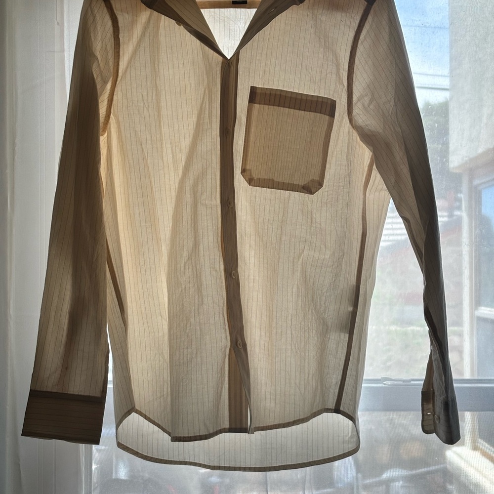 H&M Beige Striped Button-Up Shirt
